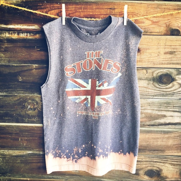 Upcycled Tops - Custom Rolling Stones Band Tee